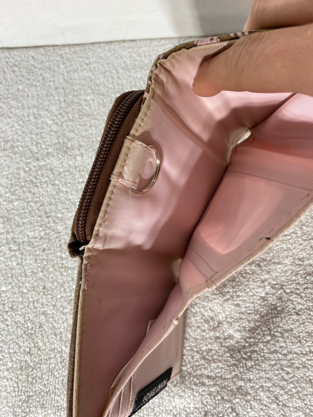 5/$25 Vintage Y2K Point Zero Brown Corduroy W Pink Flowers Tri Fold Wallet Retro - Picture 12 of 16